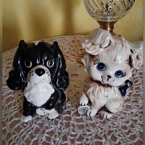 Vintage 1970s Set Of 2 Ceramic Hobbyist Dogs Figurines